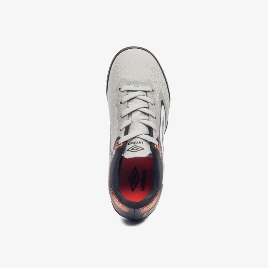 Chuteira Infantil society Umbro Techno II - Cinza/preto/vermelho - Imagem 4