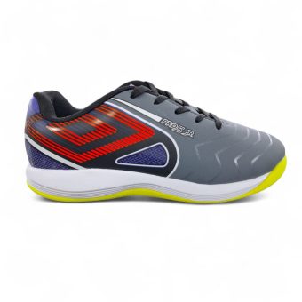 Chuteira Futsal Umbro Pro 5 Jr - Cinza/Branco/Preto/Lima
