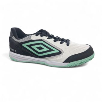 Chuteira Futsal Umbro Pro Challenge - Branco/ Preto/Verde Água